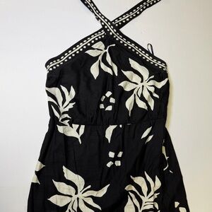 LOFT Black and White Floral Mini Dress